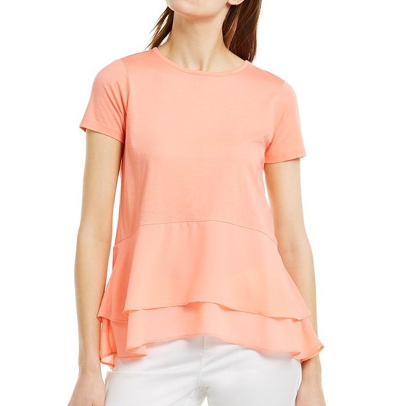MICHAEL Michael Kors Petite Tiered Peplum-Hem Top - Picture 1 of 9